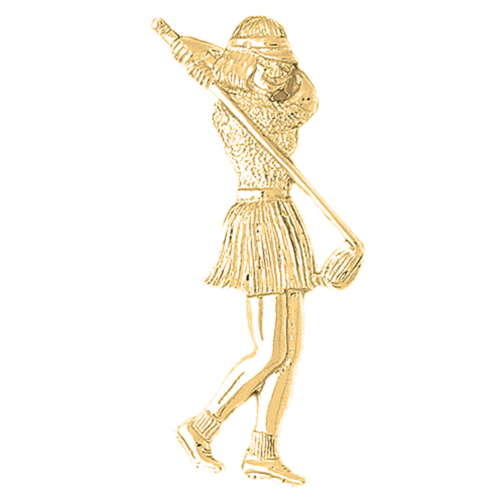 10K, 14K or 18K Gold Lady Golfer Pendant