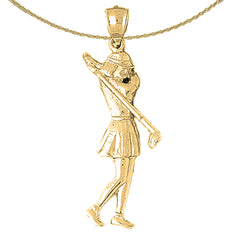 10K, 14K or 18K Gold Lady Golfer Pendant