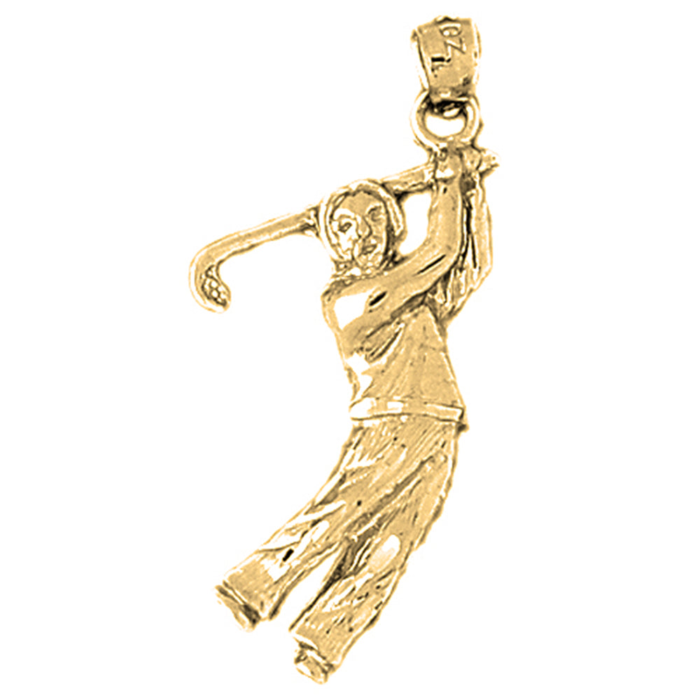 10K, 14K or 18K Gold Male Golfer Pendant