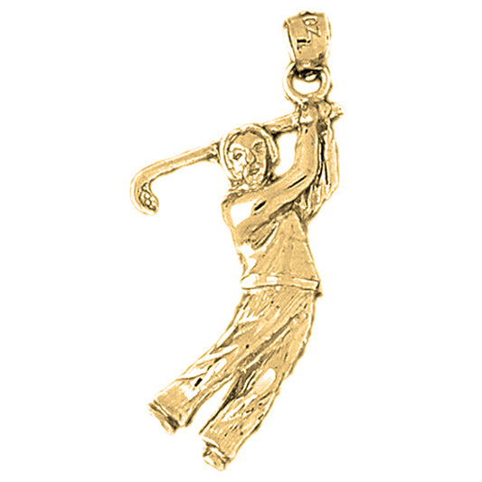 10K, 14K or 18K Gold Male Golfer Pendant