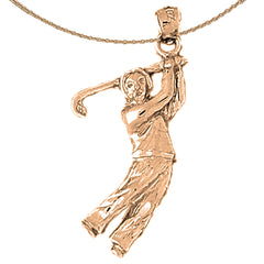 10K, 14K or 18K Gold Male Golfer Pendant