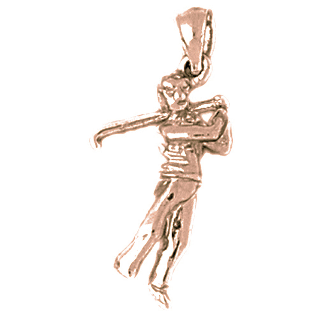 14K or 18K Gold 3D Golfer Pendant