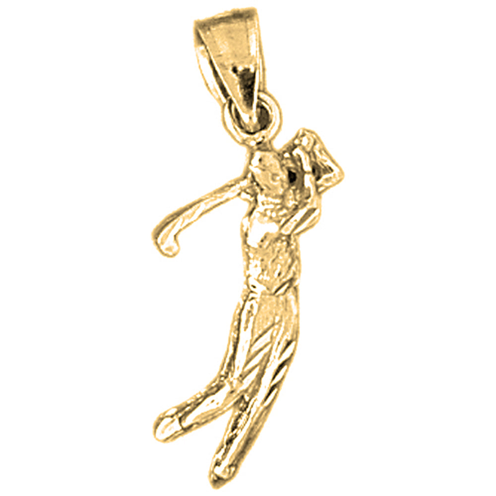 14K or 18K Gold 3D Golfer Pendant