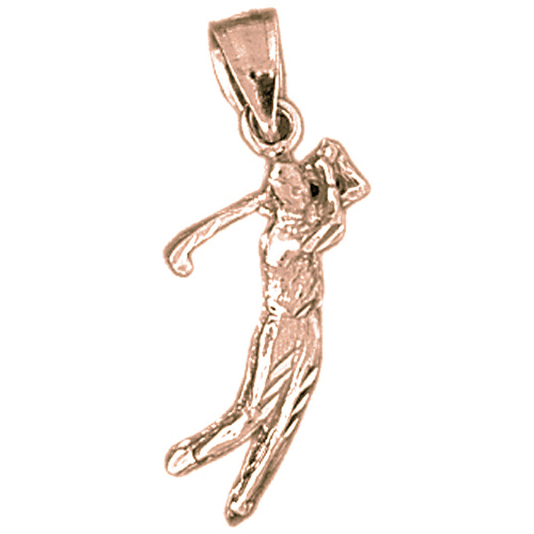 14K or 18K Gold 3D Golfer Pendant