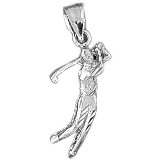 14K or 18K Gold 3D Golfer Pendant