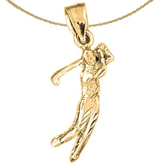 14K or 18K Gold 3D Golfer Pendant