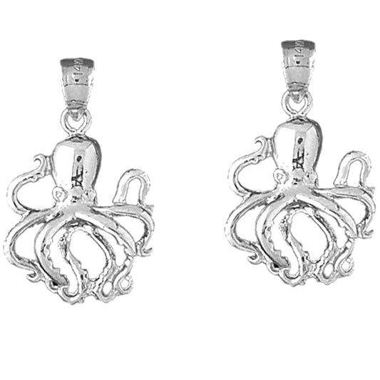 Sterling Silver 27mm Octopus Earrings