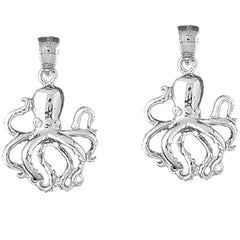 Sterling Silver 27mm Octopus Earrings