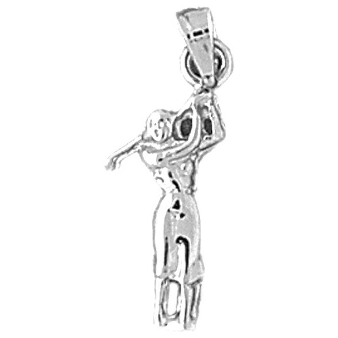 14K or 18K Gold Golfer Pendant