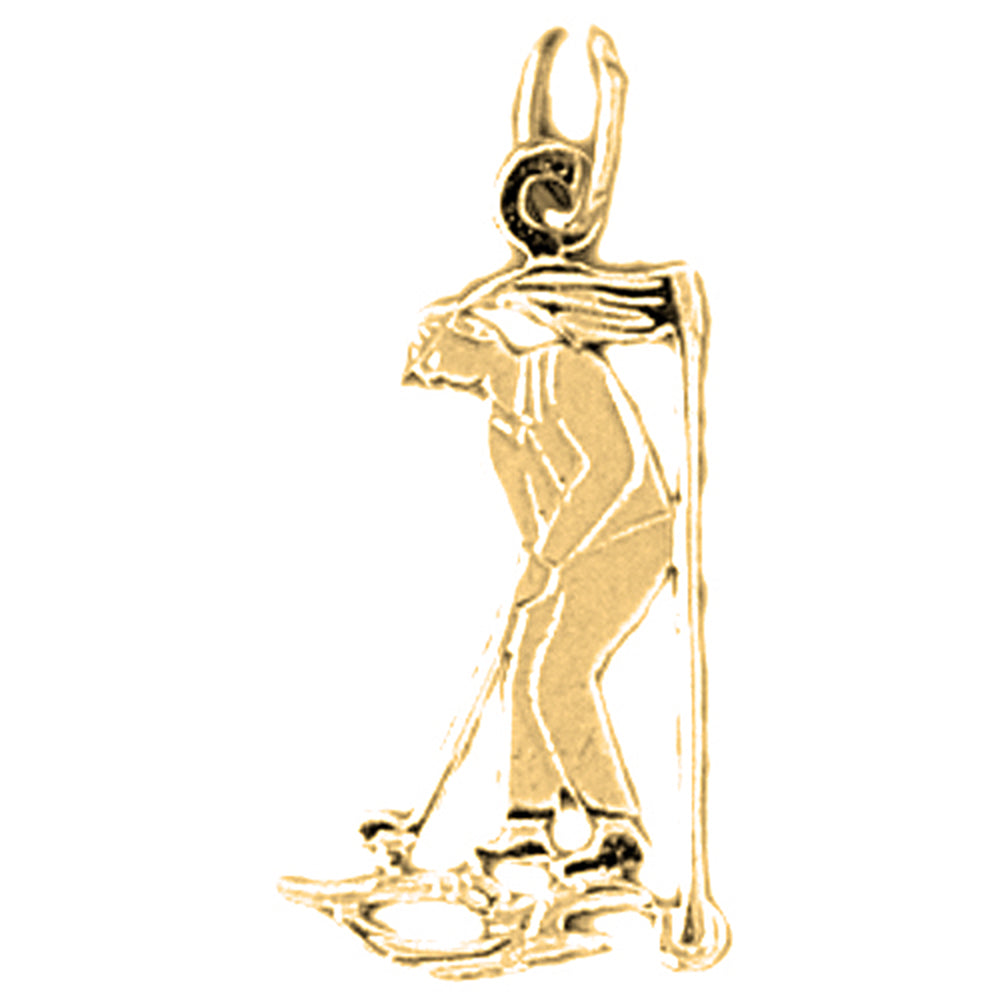 14K or 18K Gold Golfer Pendant