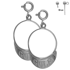 Sterling Silver 31mm Golf Visor Earrings (White or Yellow Gold Plated)