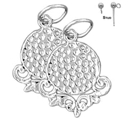 Sterling Silver 18mm Golf Ball Earrings (White or Yellow Gold Plated)
