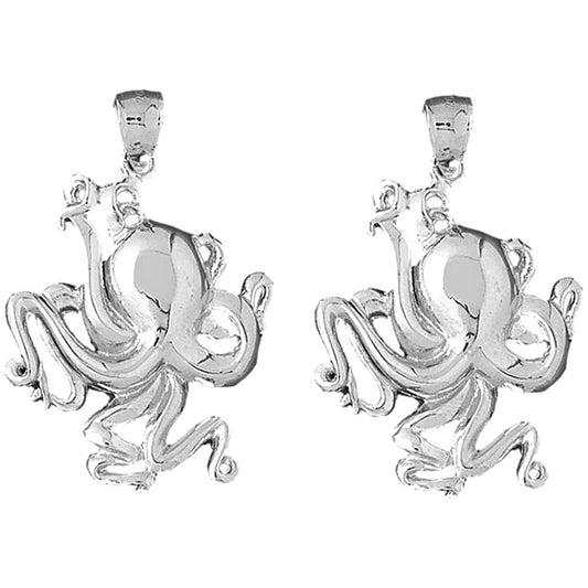 Sterling Silver 43mm Octopus Earrings