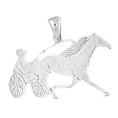 14K or 18K Gold Horse And Chariot Pendant
