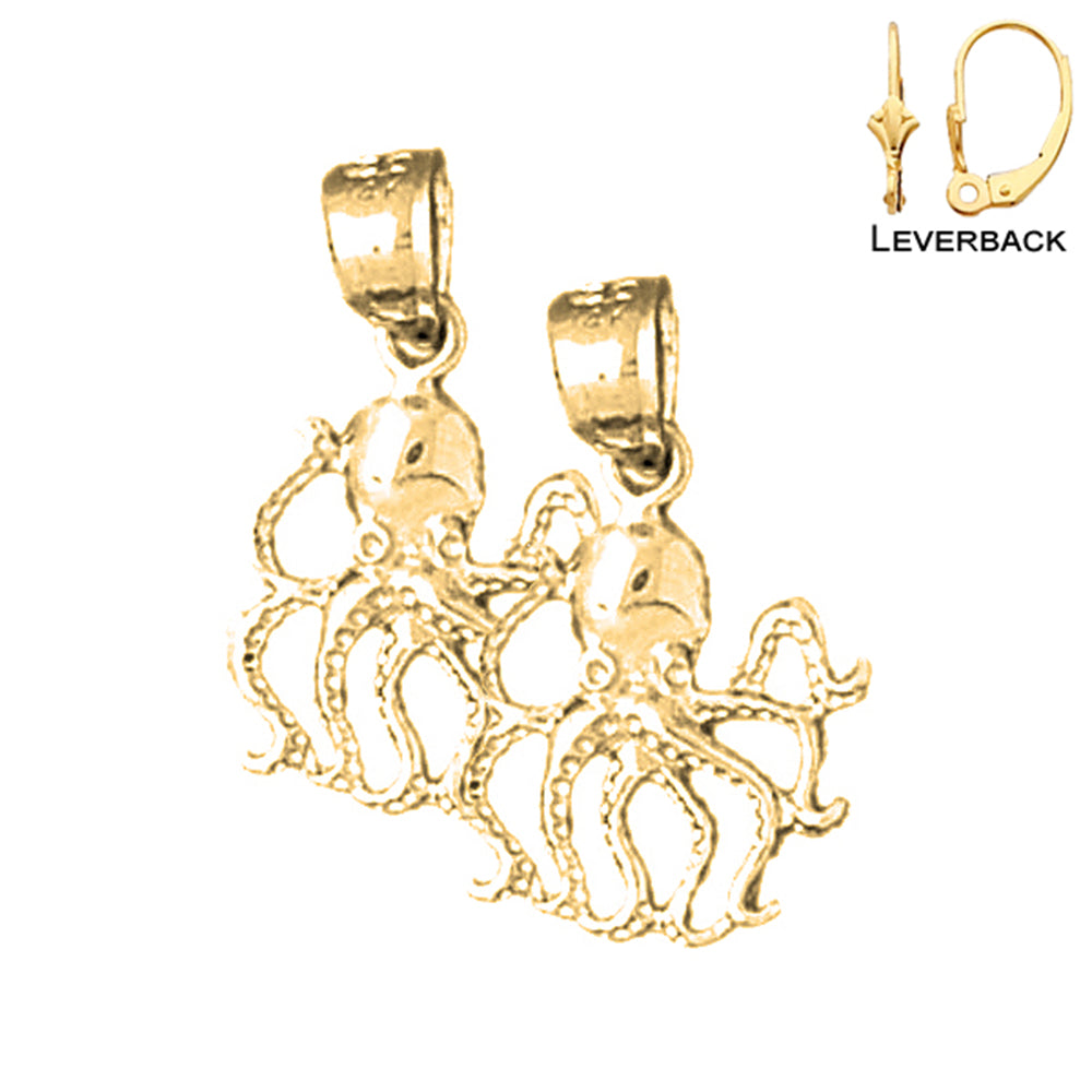 14K or 18K Gold Octopus Earrings