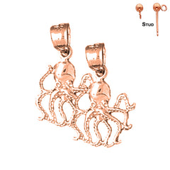 14K or 18K Gold Octopus Earrings