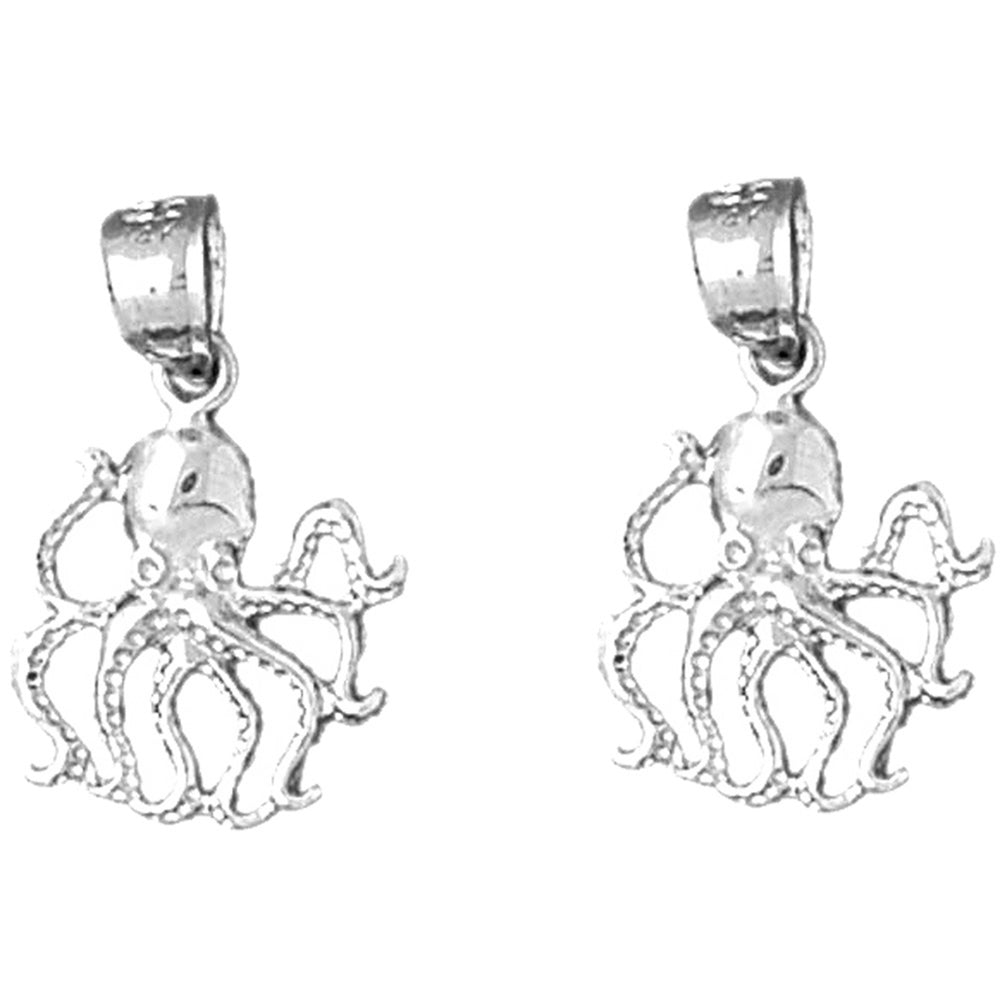 Sterling Silver 20mm Octopus Earrings