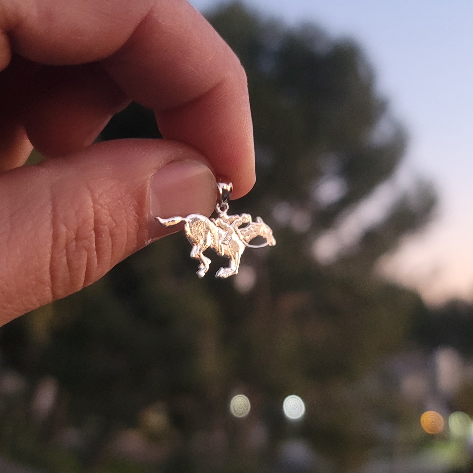 14K or 18K Gold Horse And Jockey Pendant