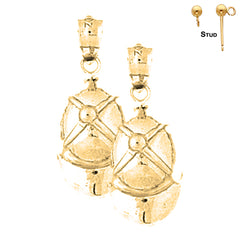 Sterling Silver 19mm Jockey Helmet Earrings (White or Yellow Gold Plated)