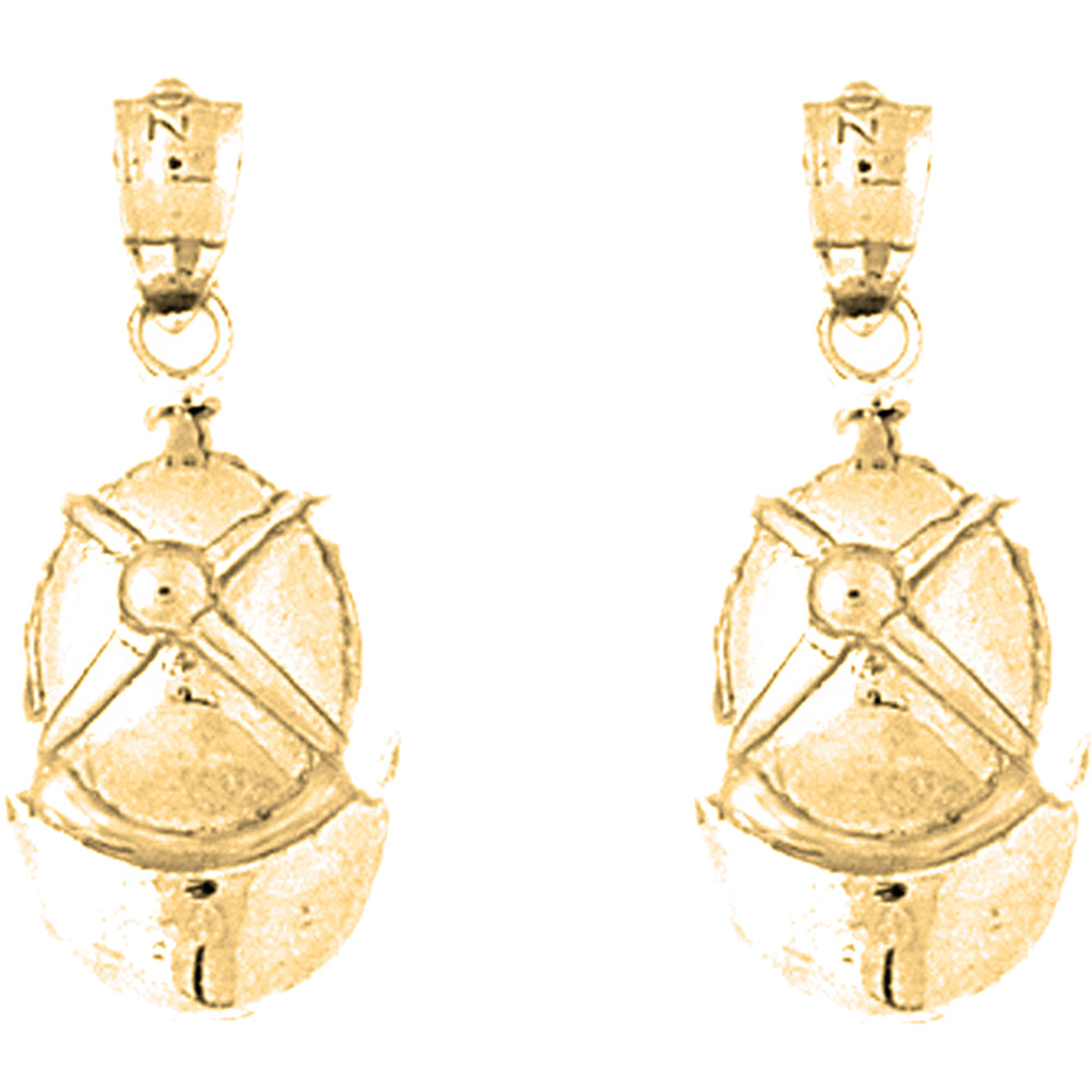 Yellow Gold-plated Silver 19mm Jockey Helmet Earrings