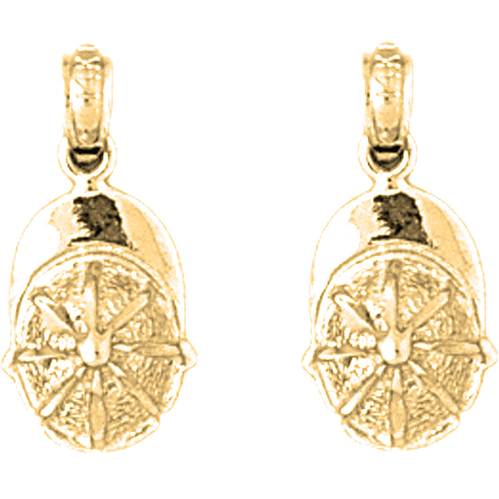 Yellow Gold-plated Silver 18mm Jockey Helmet Earrings