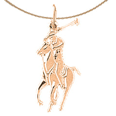 Anhänger „Jockey auf Pferd“ aus 14-karätigem oder 18-karätigem Gold
