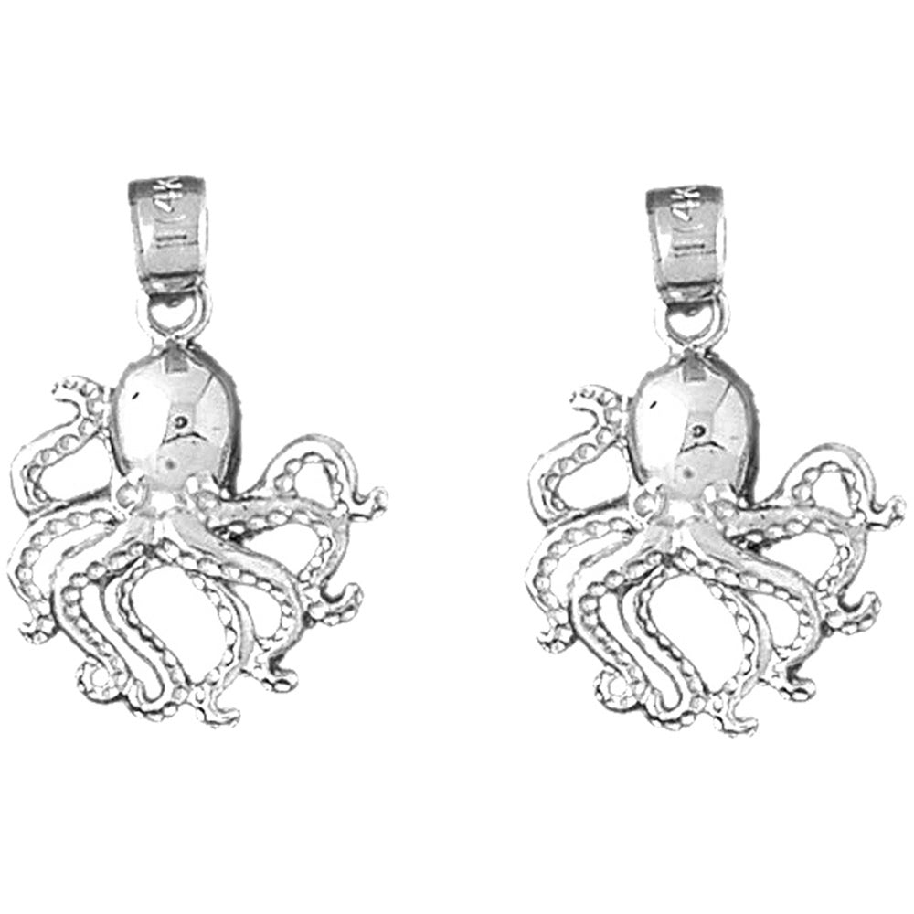 Sterling Silver 25mm Octopus Earrings