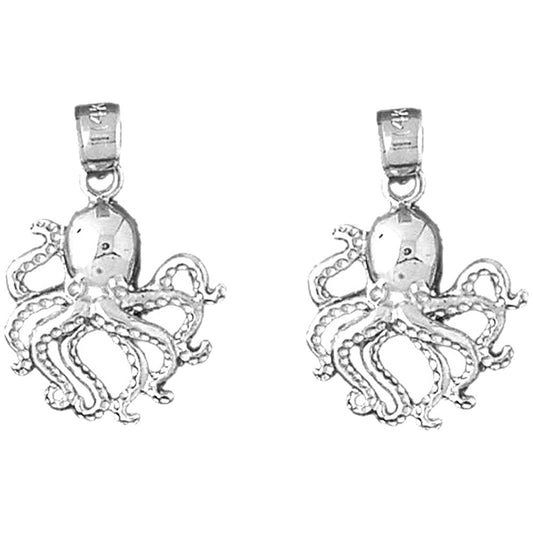 Sterling Silver 25mm Octopus Earrings