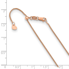 14K Rose Gold Adjustable 1mm Wheat Chain