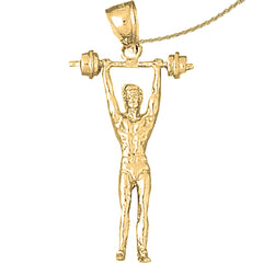 10K, 14K or 18K Gold 3D Body Builder Pendant