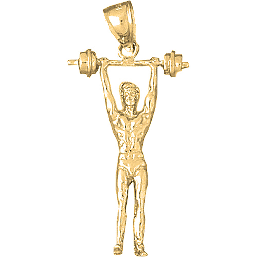 10K, 14K or 18K Gold 3D Body Builder Pendant