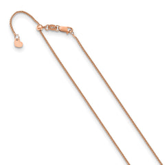 14K Rose Gold Adjustable 1mm Wheat Chain