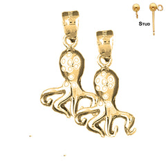 Pendientes de pulpo de oro de 14 quilates o 18 quilates de 24 mm