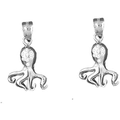 Sterling Silver 24mm Octopus Earrings