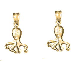 14K or 18K Gold 24mm Octopus Earrings