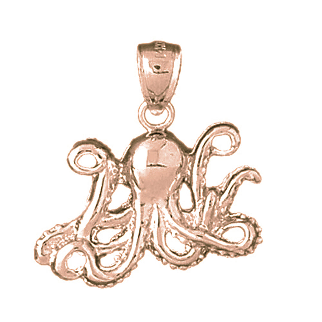 10K, 14K or 18K Gold Octopus Pendant