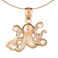 Oktopus-Anhänger aus 10 Karat, 14 Karat oder 18 Karat Gold