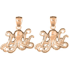 14K or 18K Gold 26mm Octopus Earrings