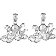 14K or 18K Gold 26mm Octopus Earrings