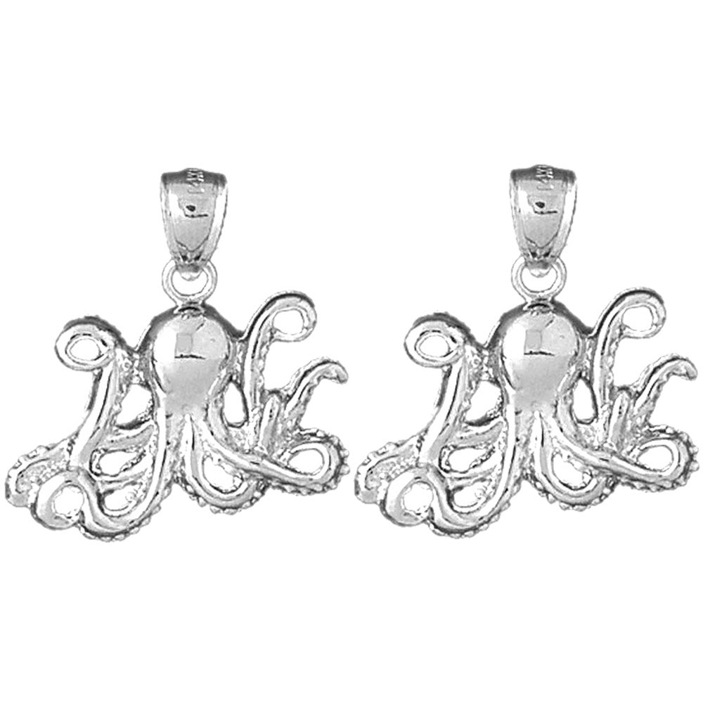 Sterling Silver 26mm Octopus Earrings