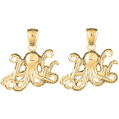 14K or 18K Gold 26mm Octopus Earrings