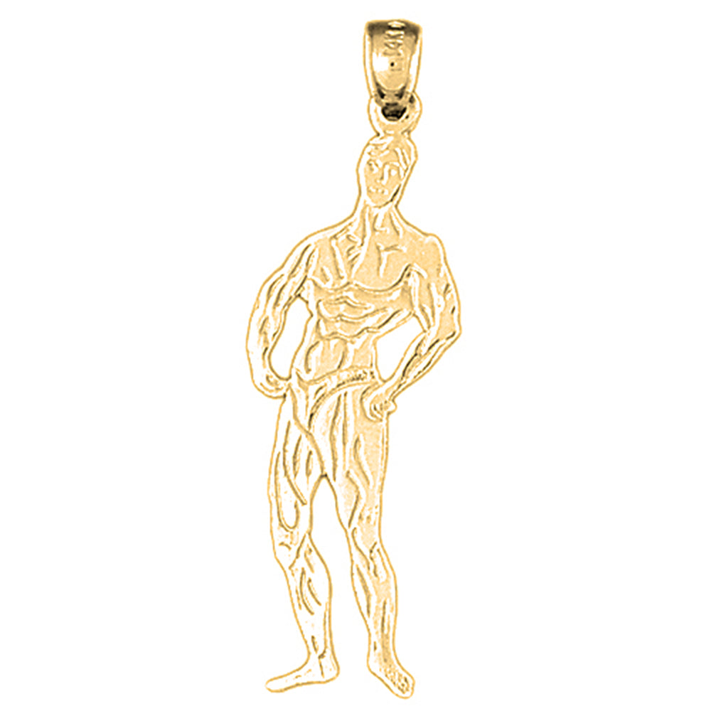 14K or 18K Gold Body Builder Pendant