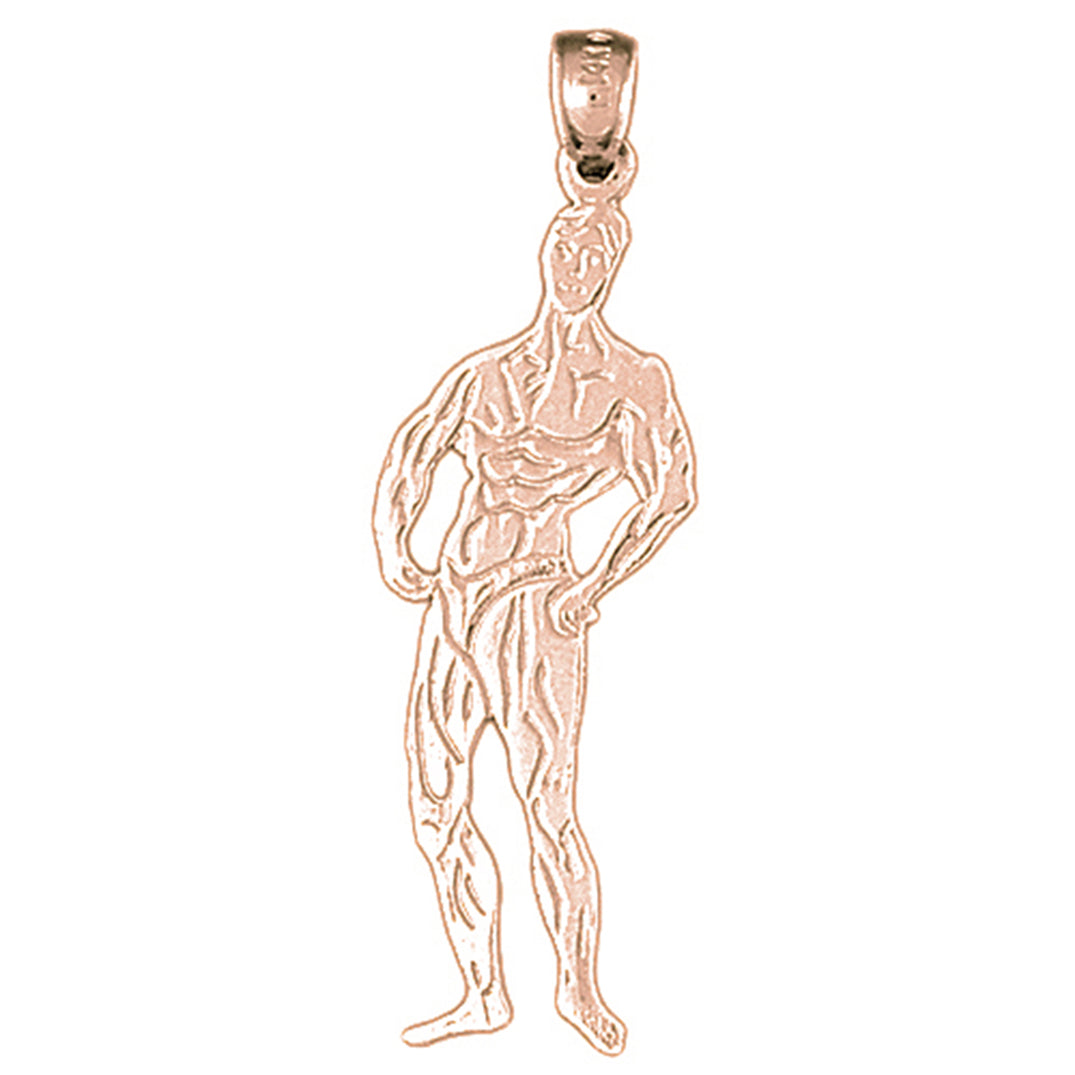 14K or 18K Gold Body Builder Pendant