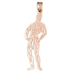 14K or 18K Gold Body Builder Pendant