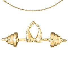 10K, 14K or 18K Gold 3D Barbell Pendant