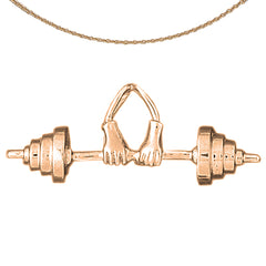 10K, 14K or 18K Gold 3D Barbell Pendant