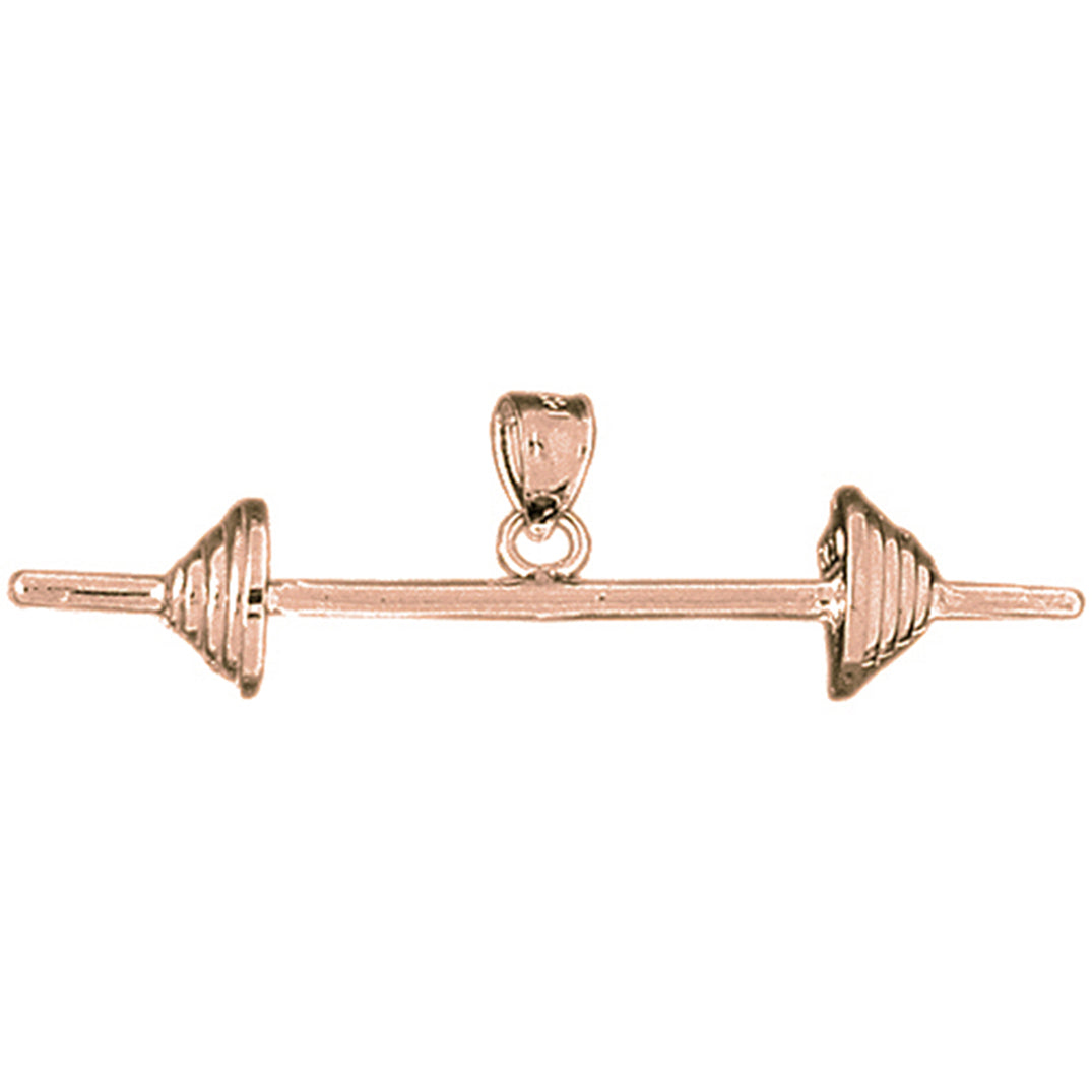 10K, 14K or 18K Gold 3D Barbell Pendant