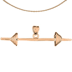 10K, 14K or 18K Gold 3D Barbell Pendant