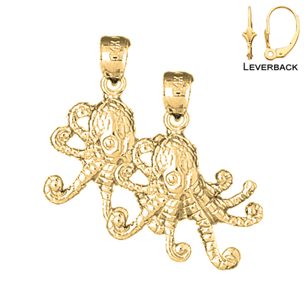 14K or 18K Gold Octopus Earrings