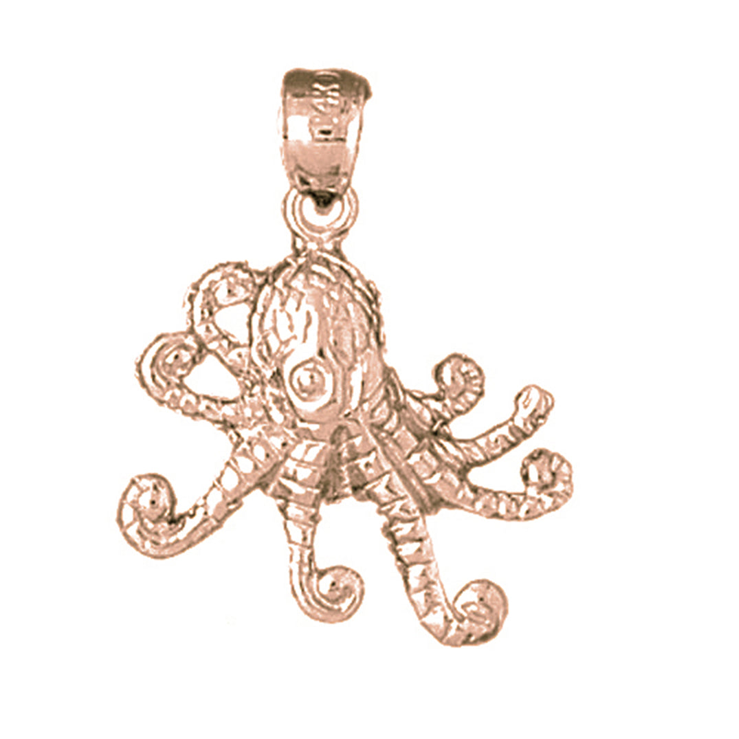 10K, 14K or 18K Gold Octopus Pendant